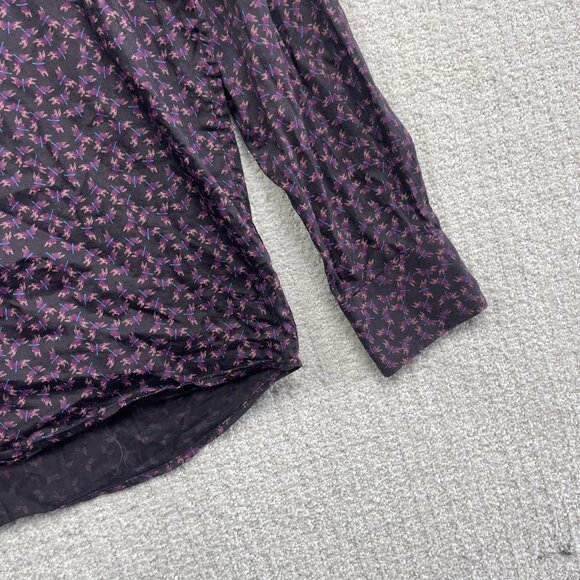 EGARA Mens Purple / Blue Firefly Bugs AOP Slim Fit Button Down Shirt Men Sz M - Picture 5 of 11